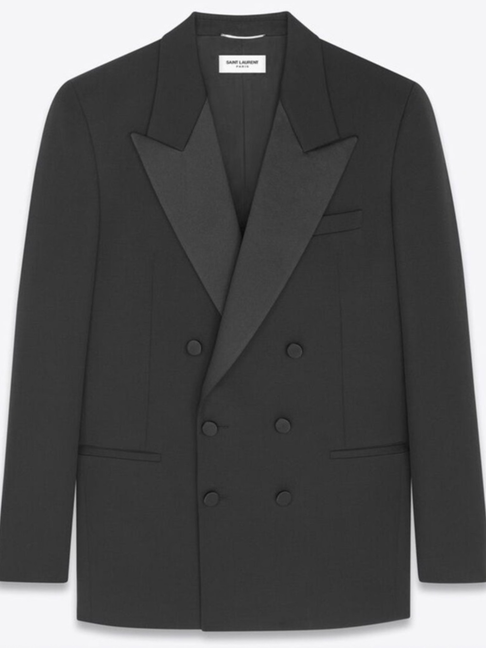 Saint Laurent YSL Grain Poudre Double Breasted Tuxedo Blazer Jacket